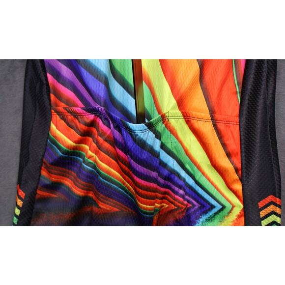 NEW: Aogda RAINBOW Full-Zip Cycling Shirt Jersey Mesh Sides Size Large - Picture 9 of 11